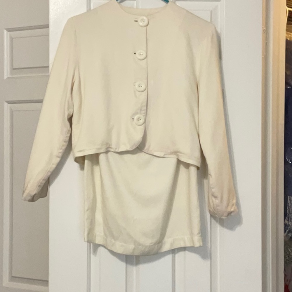 Vintage 90s Renato Bene A.T.H paris made in France women suit beige size 1